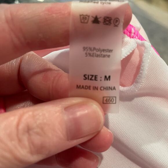 Herseas Brand Women's Medium NWOT Orange Pink Colorblock Ribbed Bikini Swimsuit - Picture 5 of 5